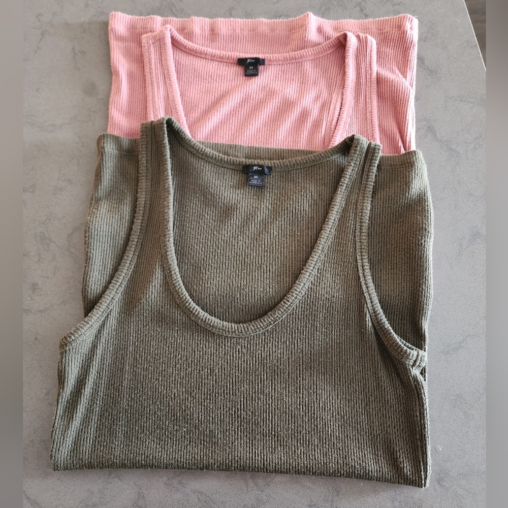 J. Crew Pink and Olive Tank Tops